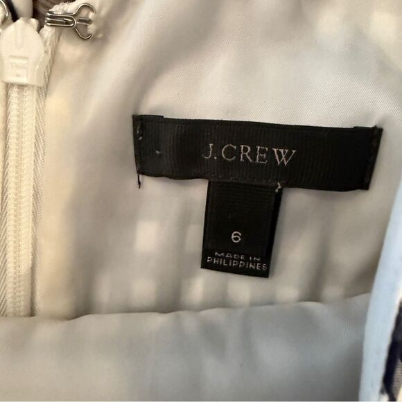 J. Crew Navy Whitw Gingham Belted Midi Dress - Picture 6 of 11